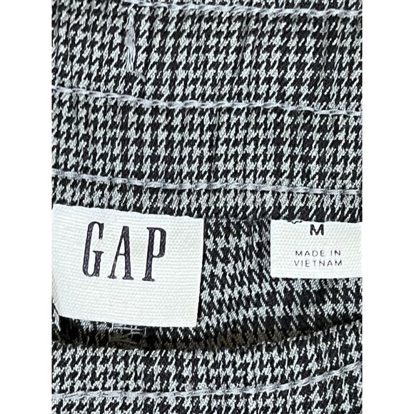 Gap Plaid Pull On Pant M Gray Wide Leg Check Academia Preppy Classic Chic Boho - Picture 2 of 11